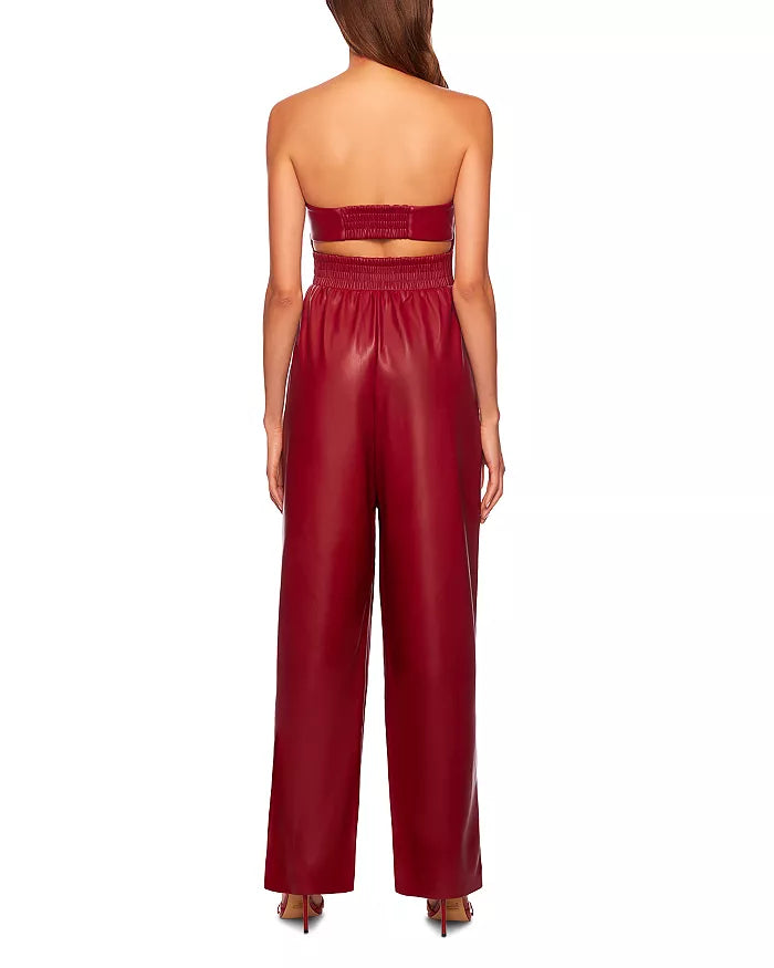 Susana Monaco Strapless Faux Leather Jumpsuit