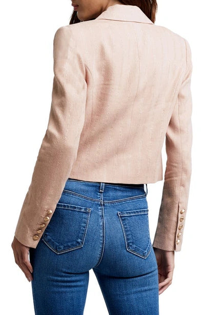 L'AGENCE Inez Cropped Metallic Stripe Blazer