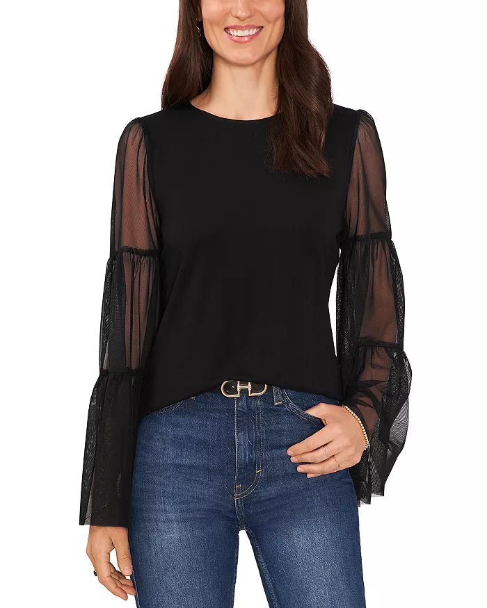 VINCE CAMUTO Mix Media Tiered Sleeve Top