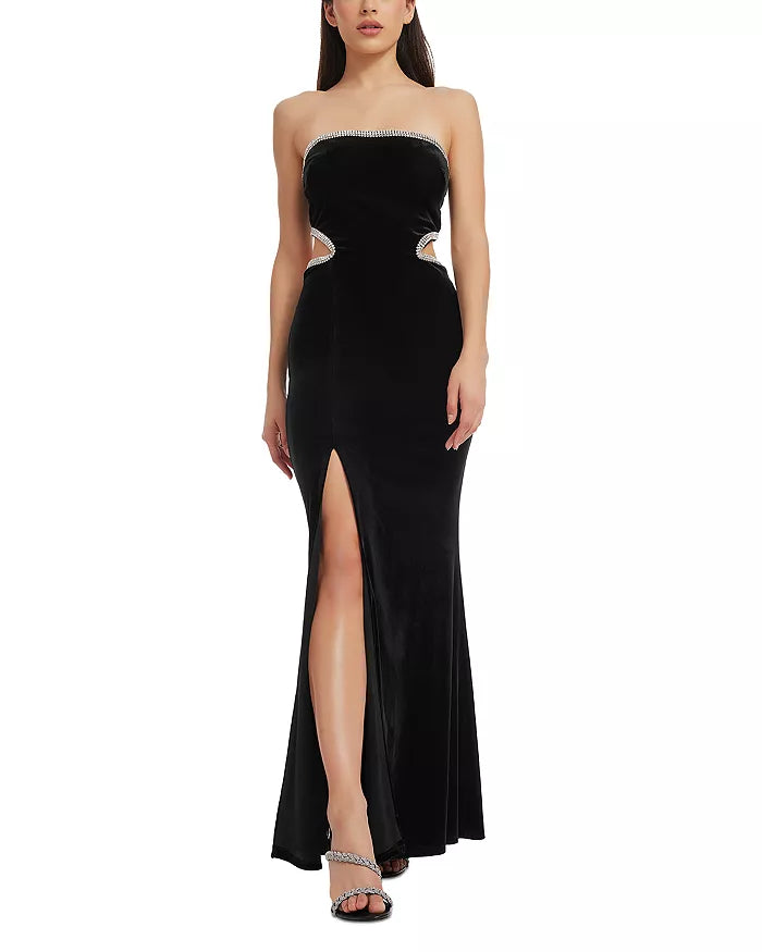 Dress the Population Ariana Cutout Strapless Velvet Gown