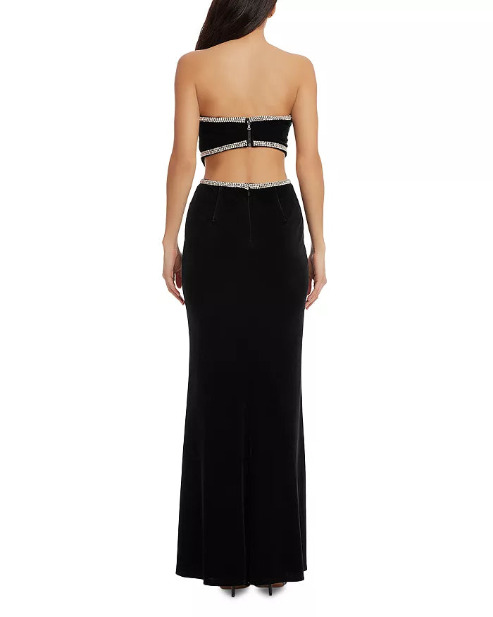 Dress the Population Ariana Cutout Strapless Velvet Gown