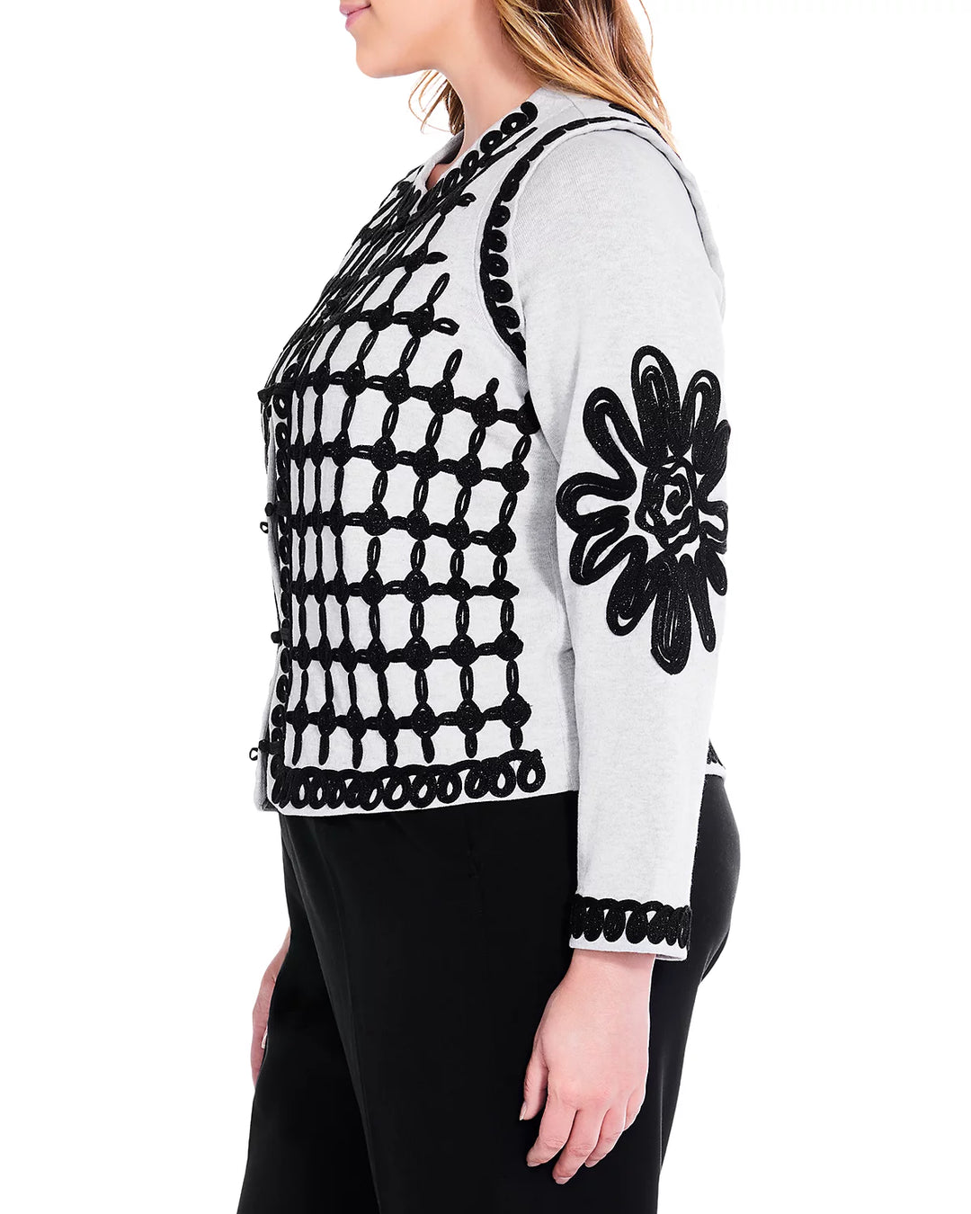 NIC+ZOE Plus Size Romantic Soutache Knit Jacket