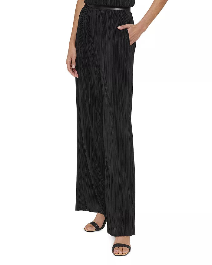 DKNY Plissé Wide Leg Pants