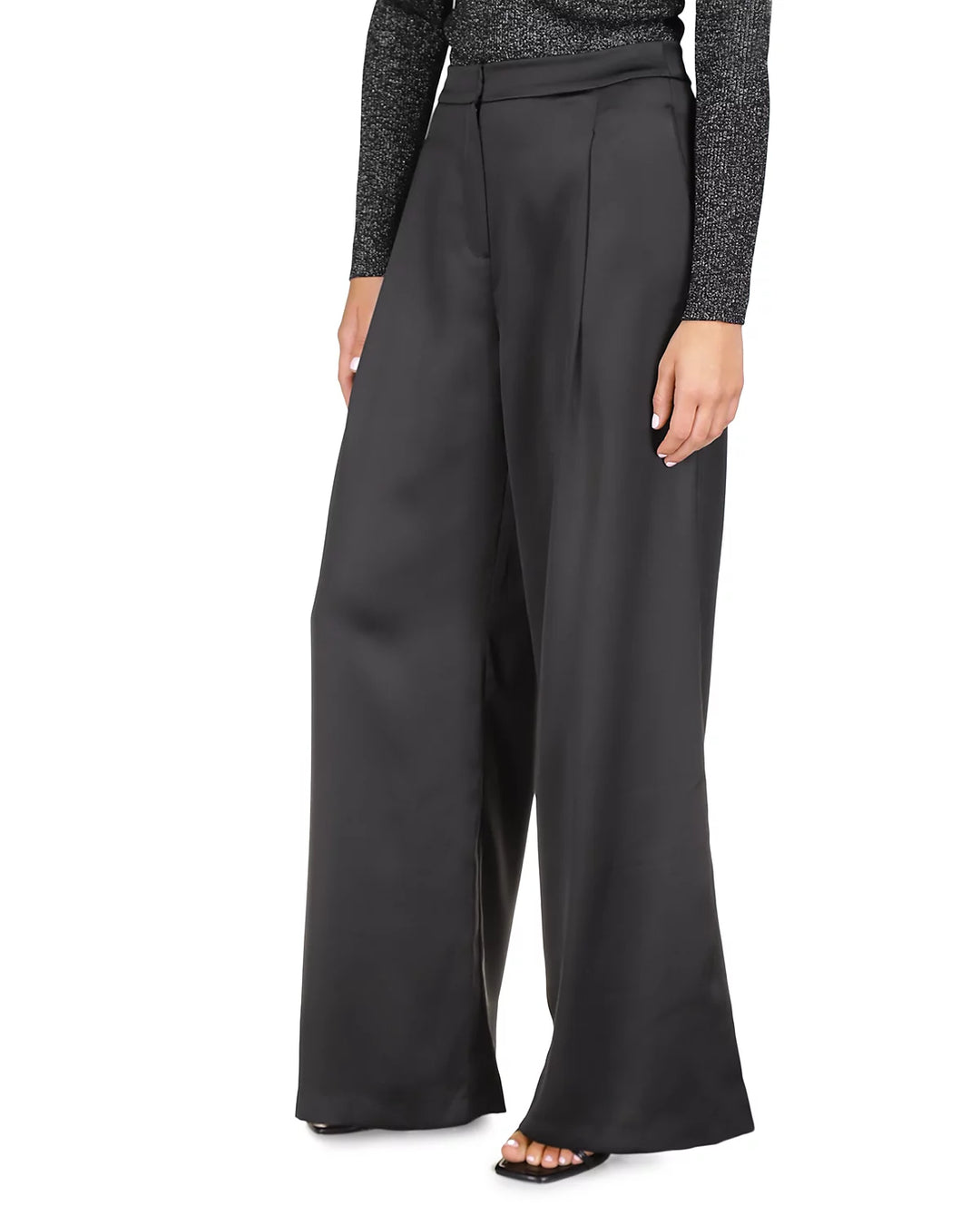 MICHAEL MICHAEL KORS Satin Pleated Wide Leg Pants