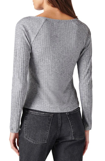 Lucky Brand Rib-Knit Cloud Henley Top