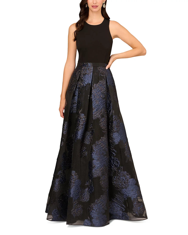 Aidan Mattox Floral Jacquard Gown