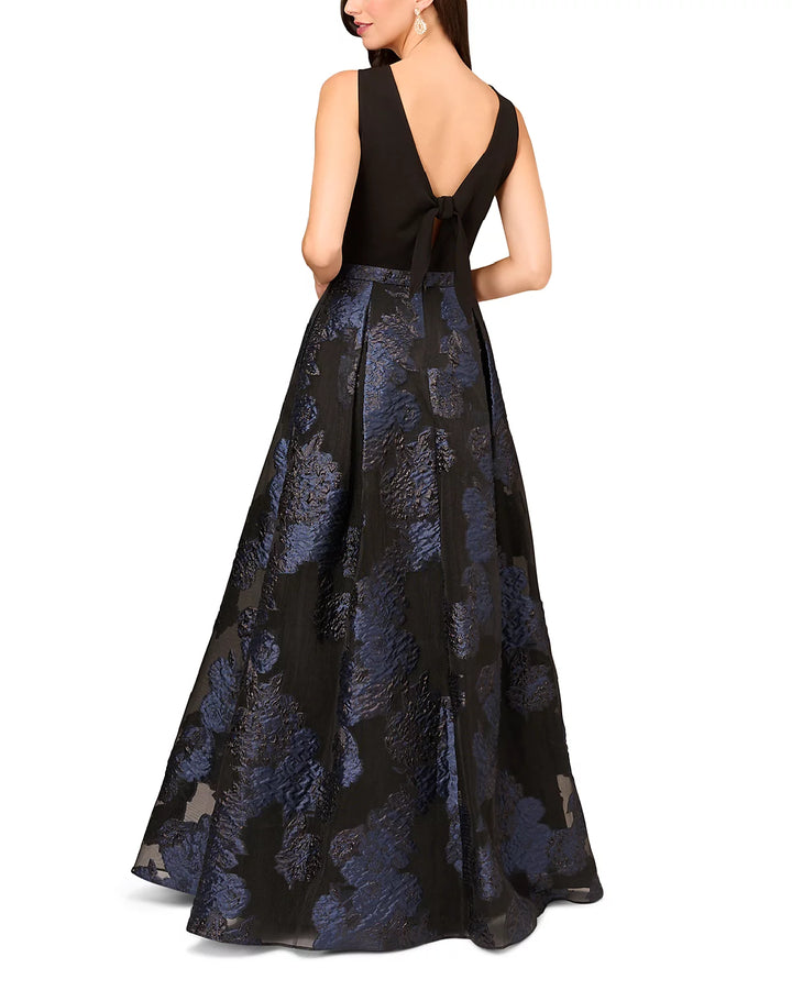 Aidan Mattox Floral Jacquard Gown