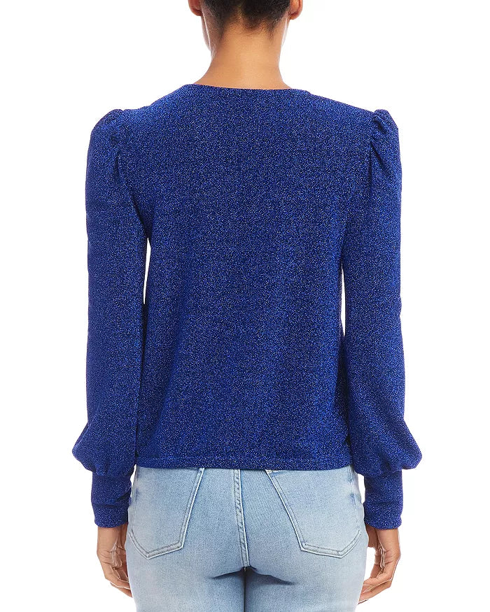 Karen Kane Gathered Metallic Puff Sleeve Top