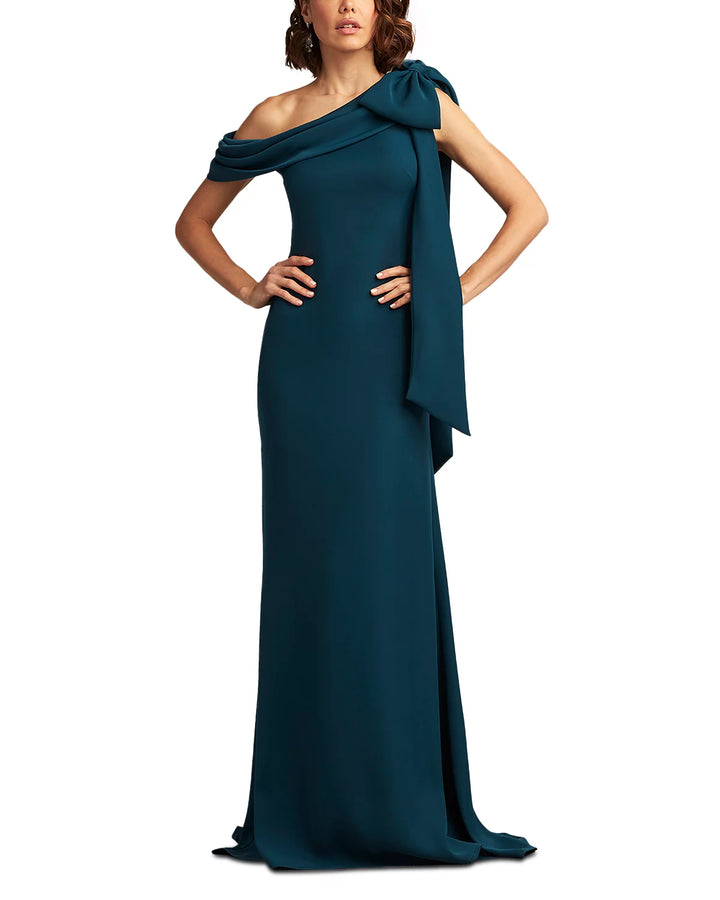 Tadashi Shoji One-Shoulder Crepe Gown