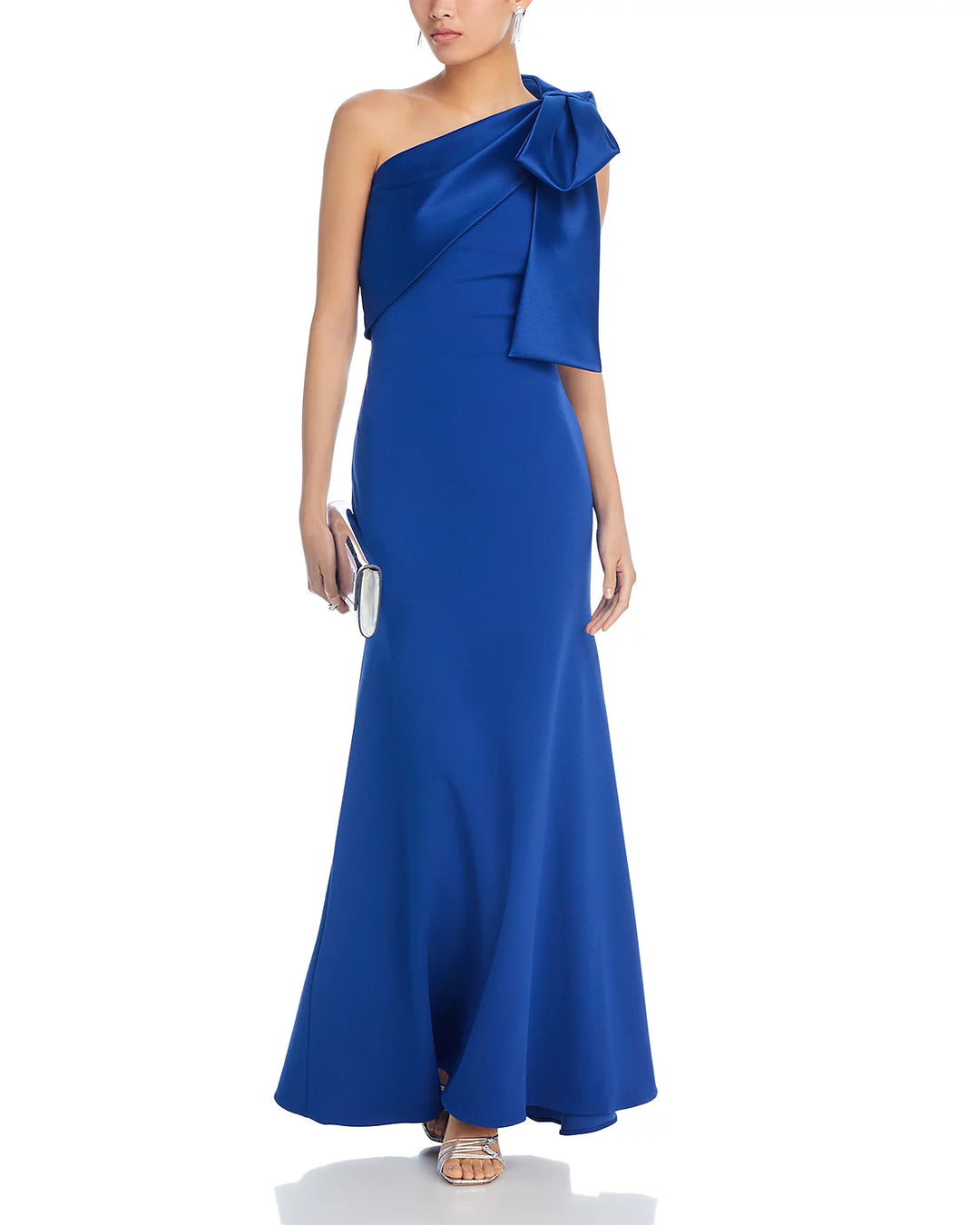AQUA Long Satin Bow Maxi Dress
