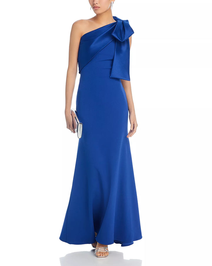 AQUA Long Satin Bow Maxi Dress