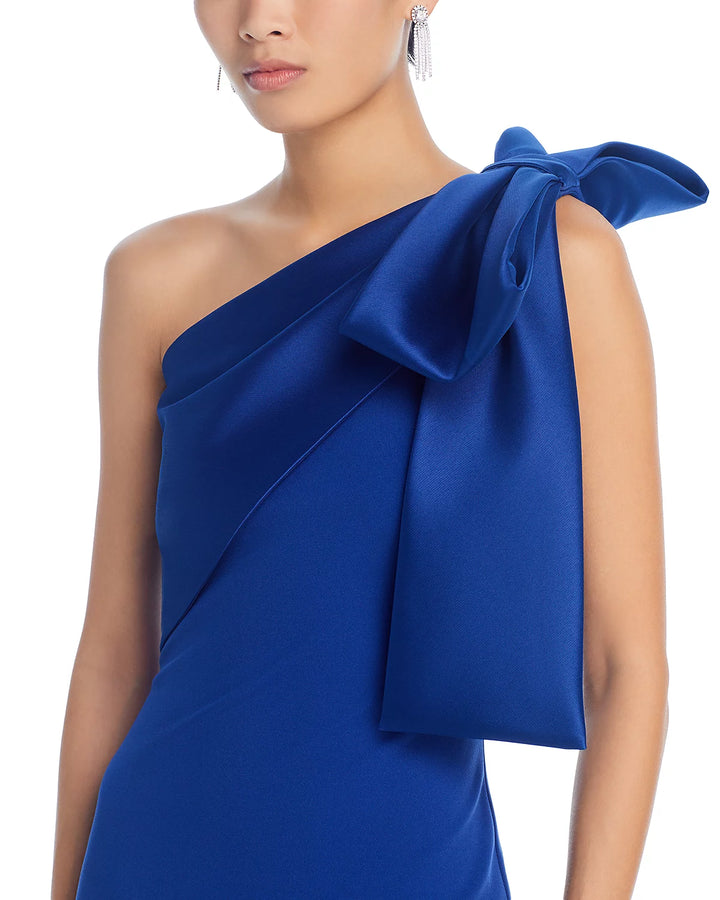 AQUA Long Satin Bow Maxi Dress