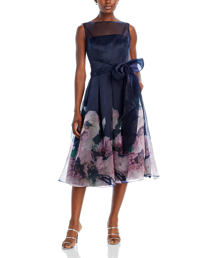 Eliza J Sleeveless Sash Tie Midi Dress