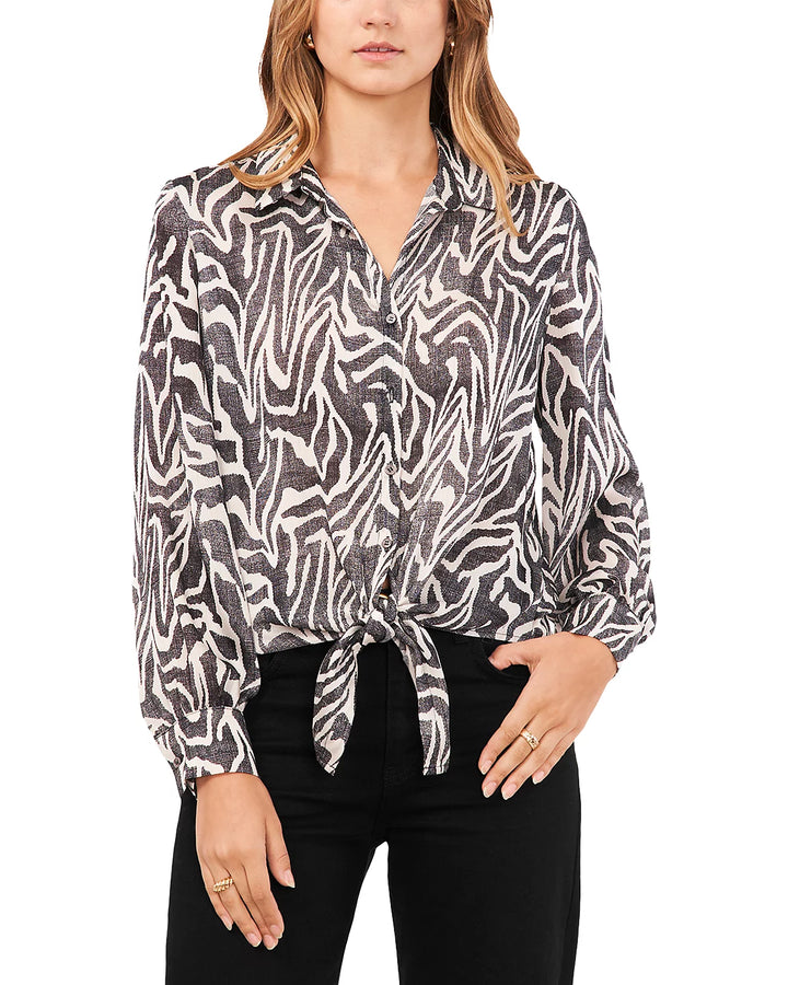 VINCE CAMUTO Collared Tie Front Blouse