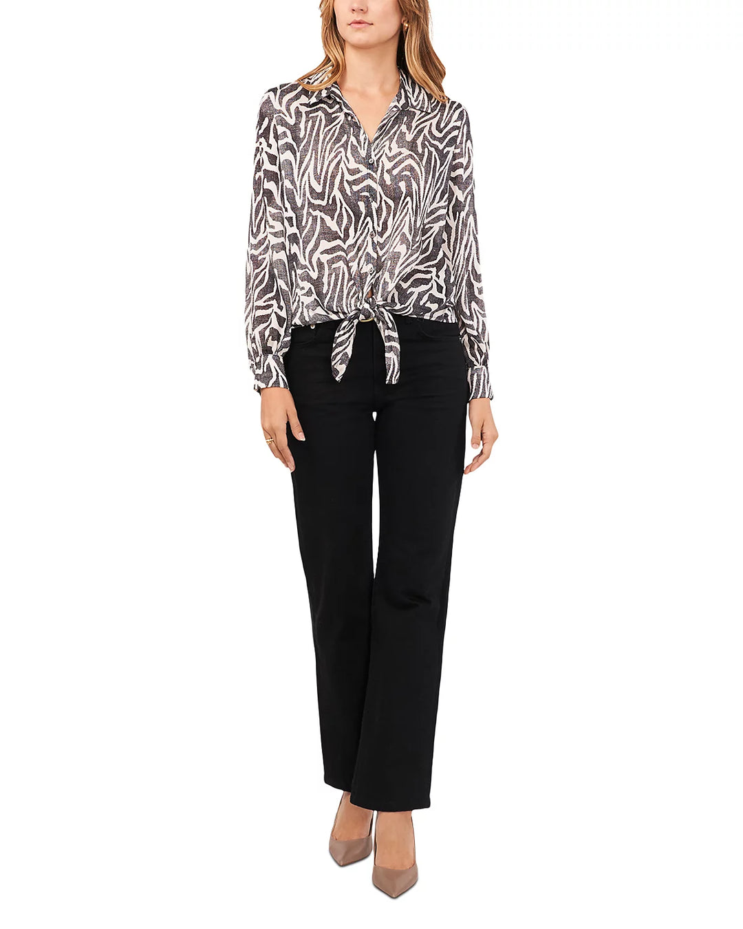 VINCE CAMUTO Collared Tie Front Blouse