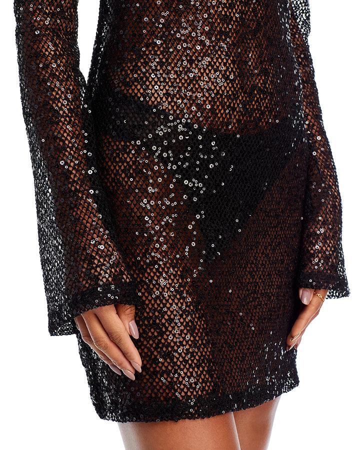 Good American Sequin Mesh Mini Dress Swim Cover-Up