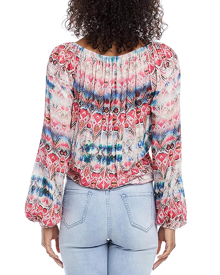 Karen Kane Printed Tie Front Top