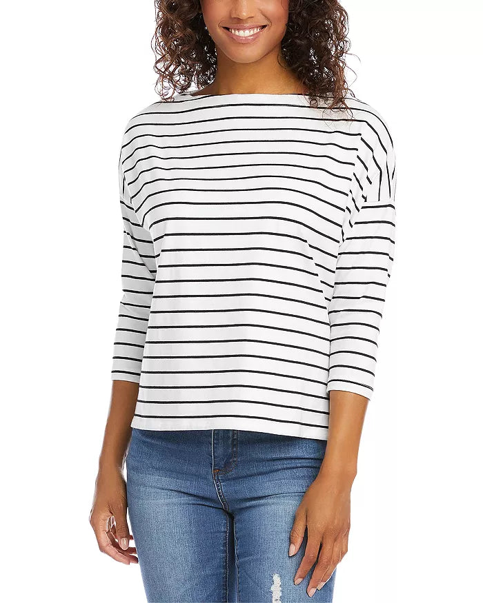 Karen Kane Striped Boat Neck Top