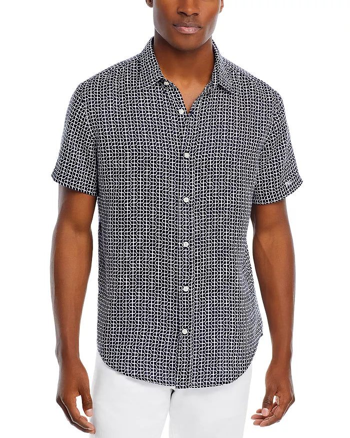 The Men Store Linen Short Sleeve Button Down Shirt