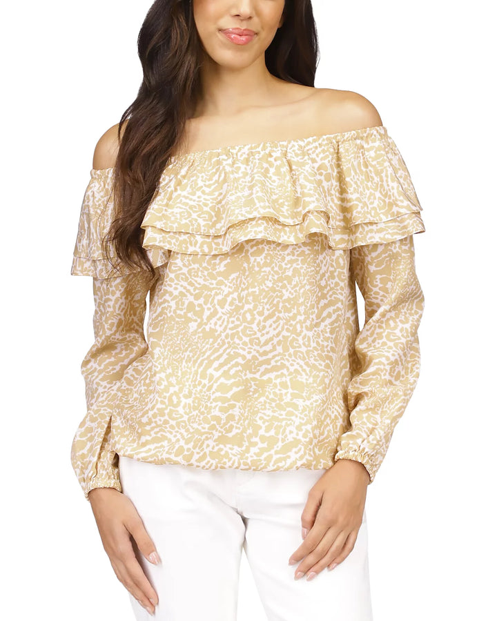 MICHAEL MICHAEL KORS Ocelot Ruffle Trim Top