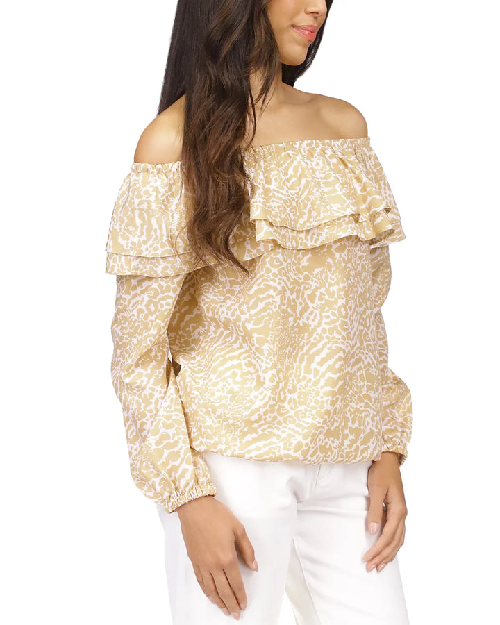 MICHAEL MICHAEL KORS Ocelot Ruffle Trim Top