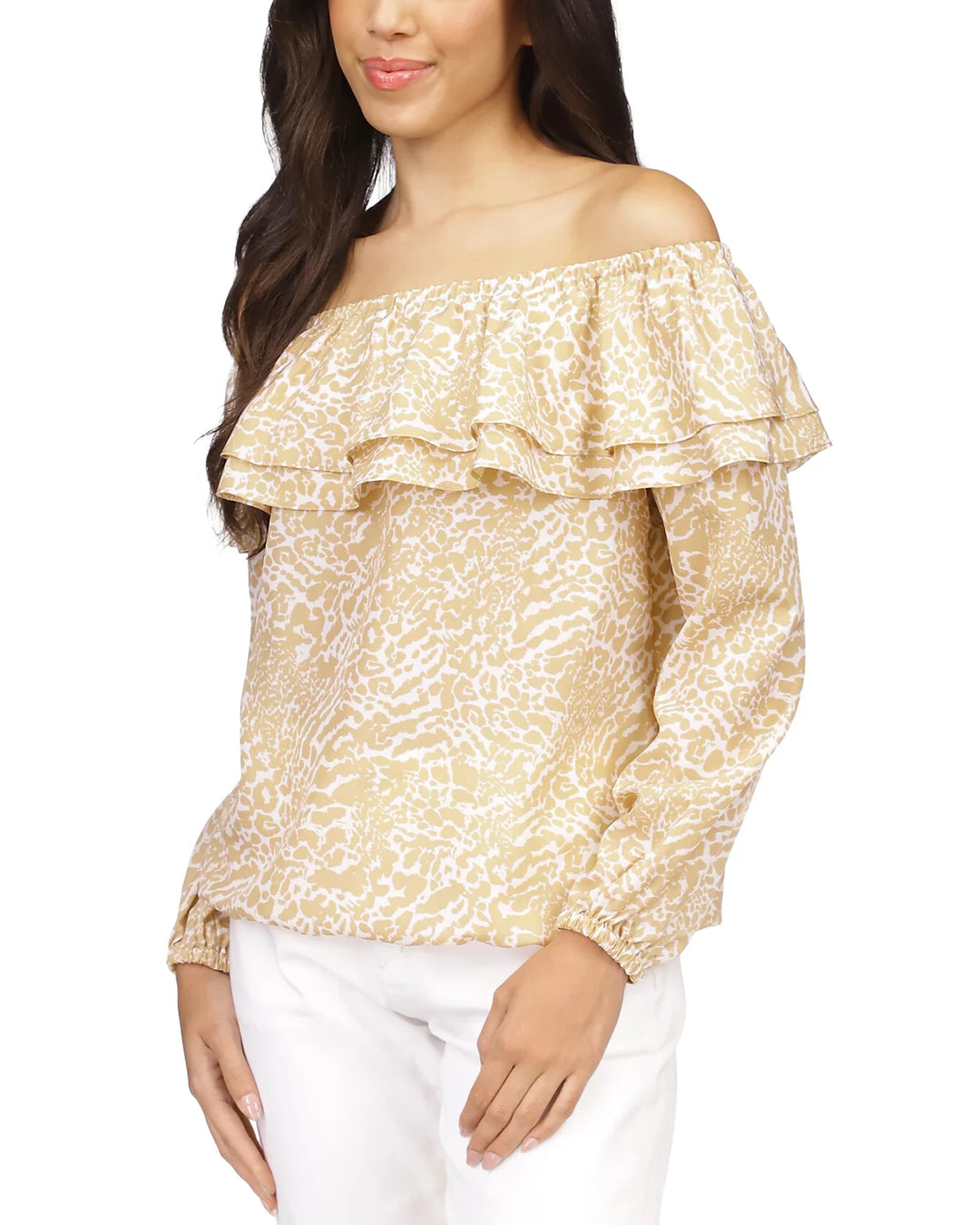 MICHAEL MICHAEL KORS Ocelot Ruffle Trim Top