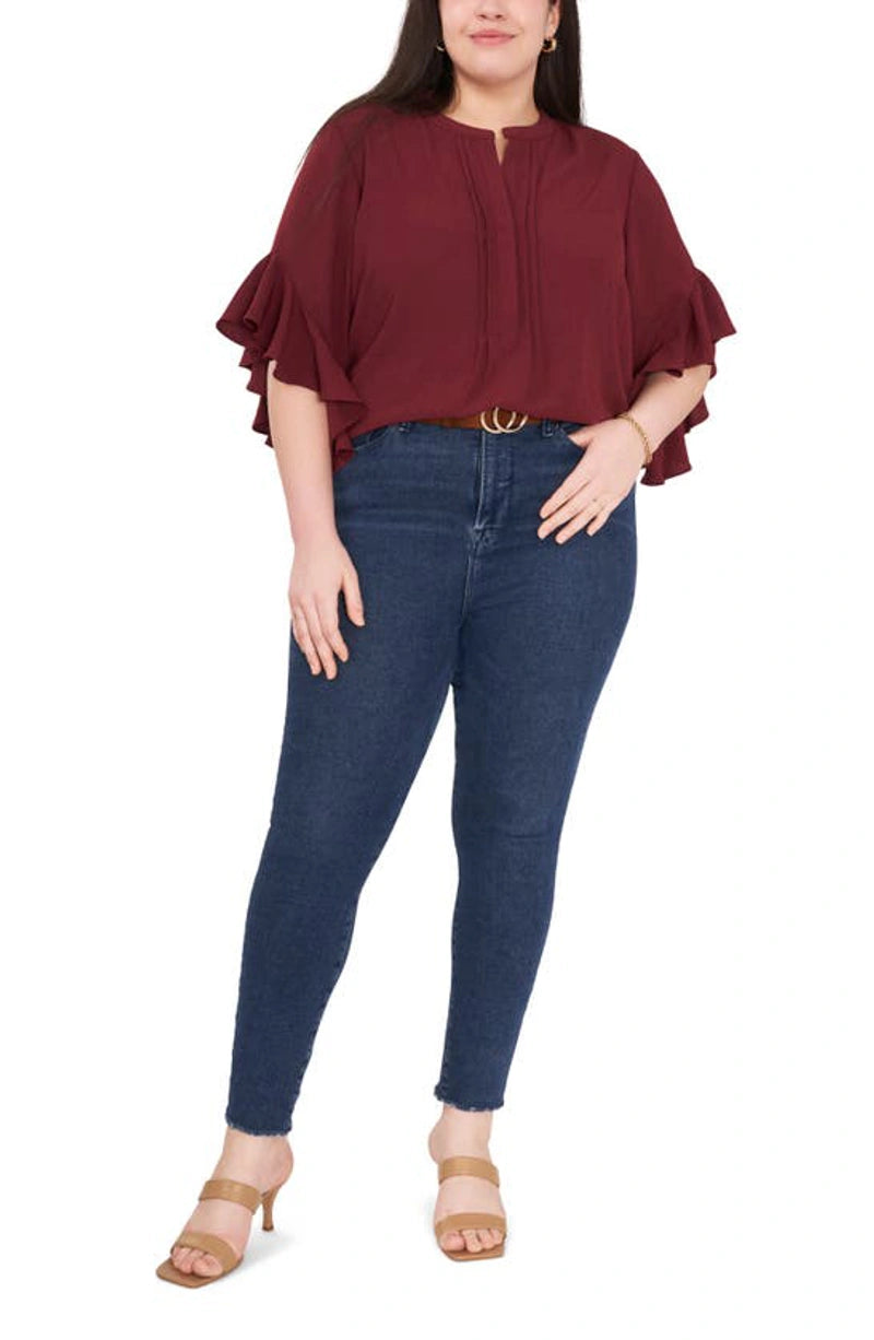 Vince Camuto Plus Size Ruffle Sleeve Henley Blouse