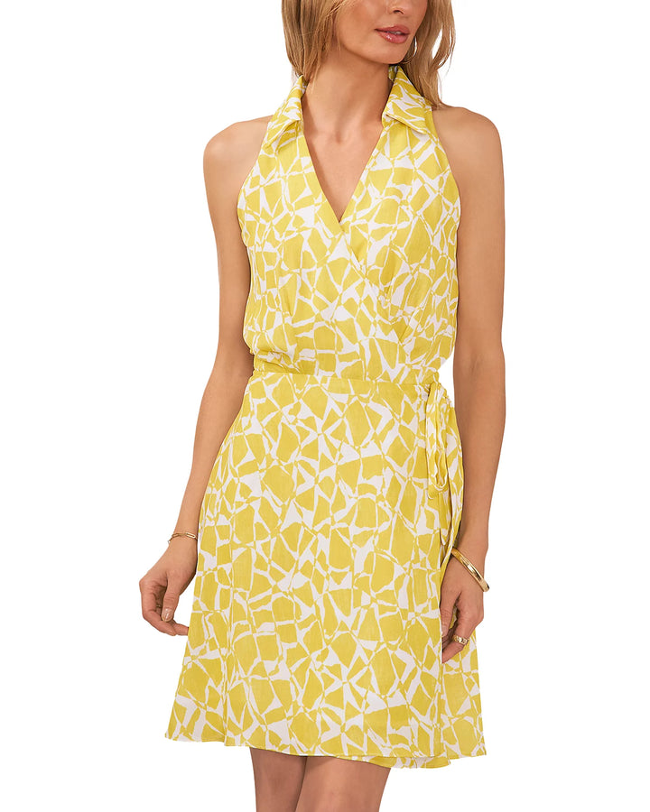 VINCE CAMUTO Printed Sleeveless Faux Wrap Dress