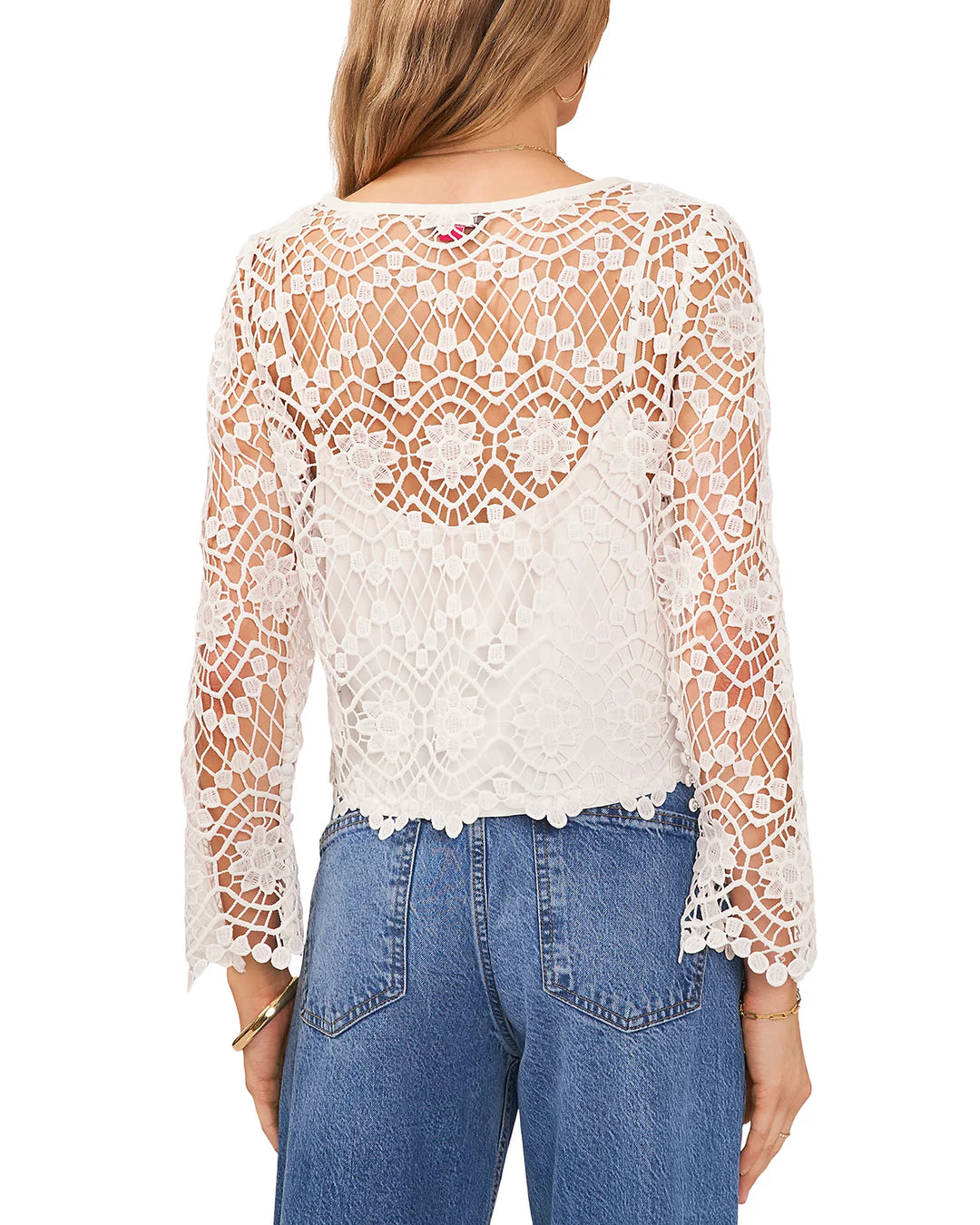 VINCE CAMUTO Crocheted Flare Sleeve Top