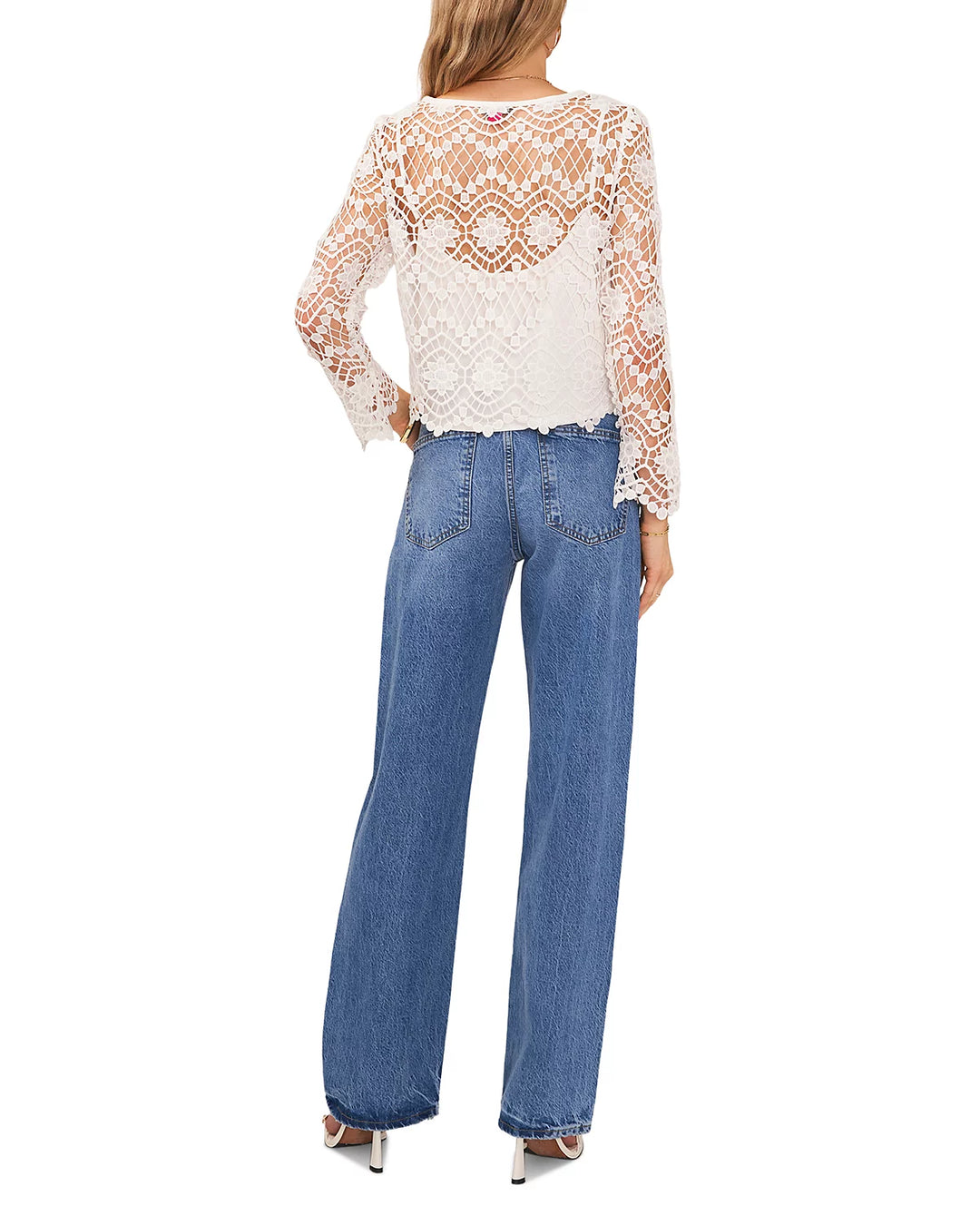 VINCE CAMUTO Crocheted Flare Sleeve Top