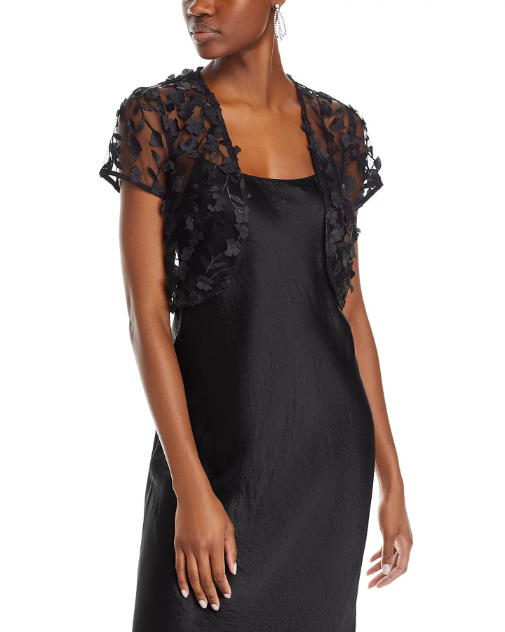 Eliza J Floral Mesh Cap Sleeve Shrug