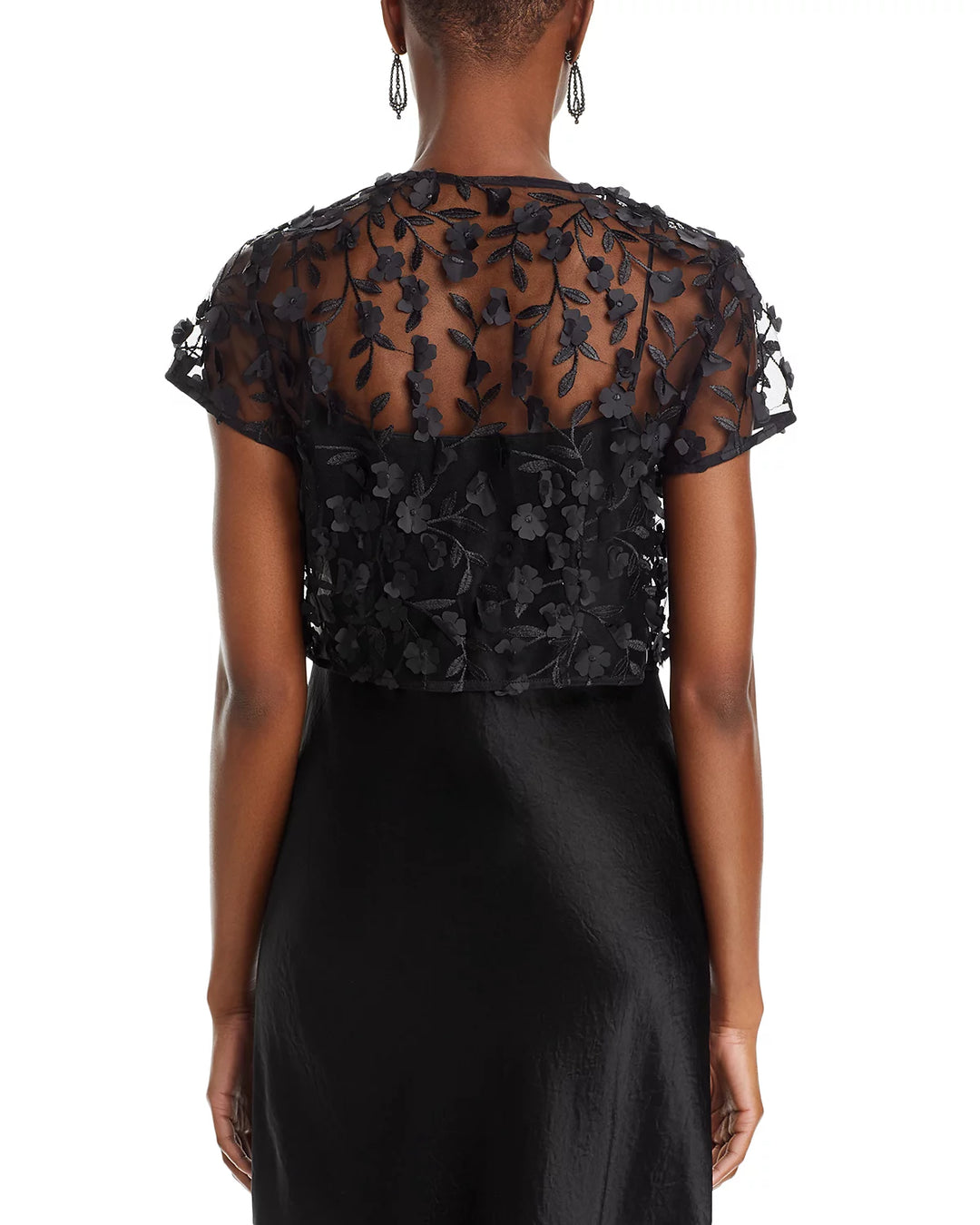 Eliza J Floral Mesh Cap Sleeve Shrug