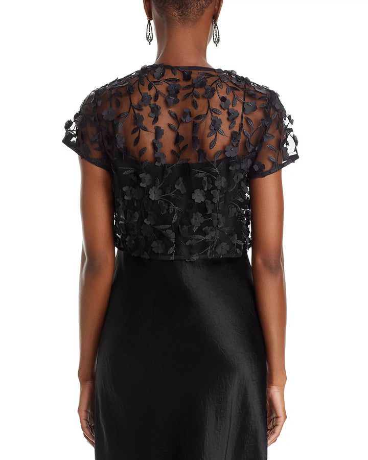 Eliza J Floral Mesh Cap Sleeve Shrug