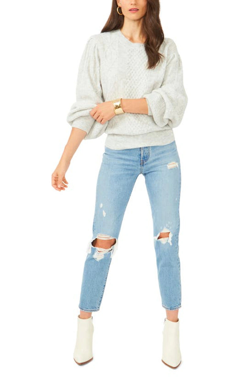 1.STATE Mixed Knit Crewneck Sweater