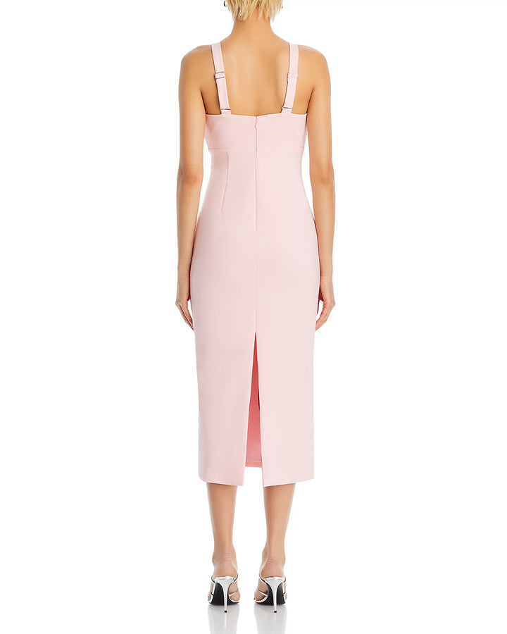 LIKELY Meena Ruched Keyhole Midi Dress