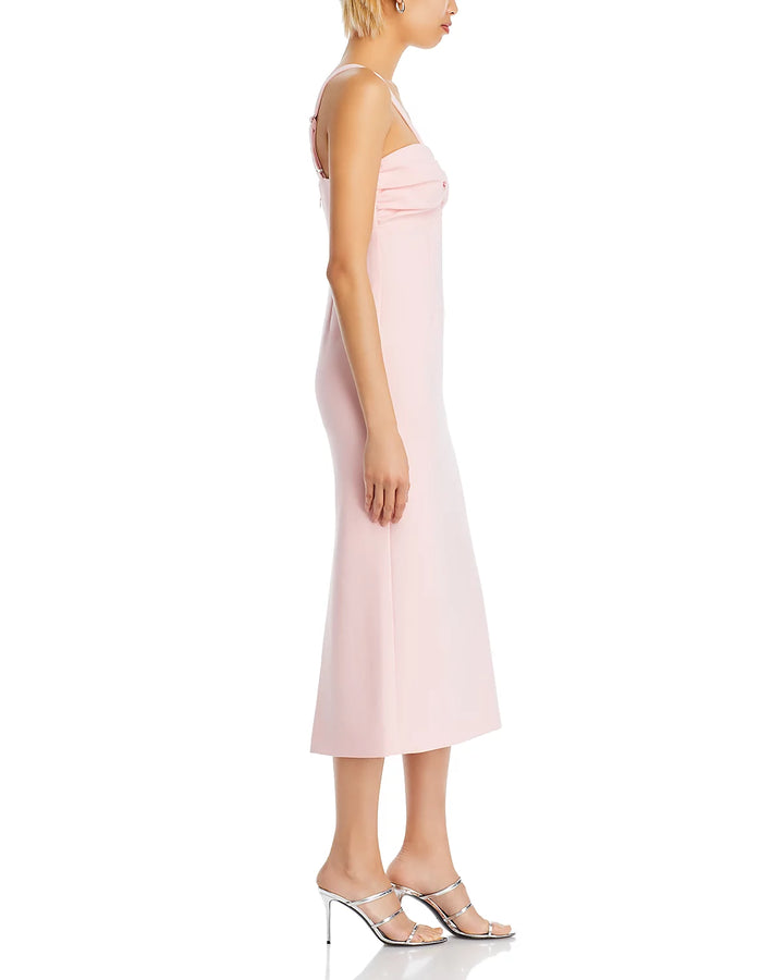 LIKELY Meena Ruched Keyhole Midi Dress