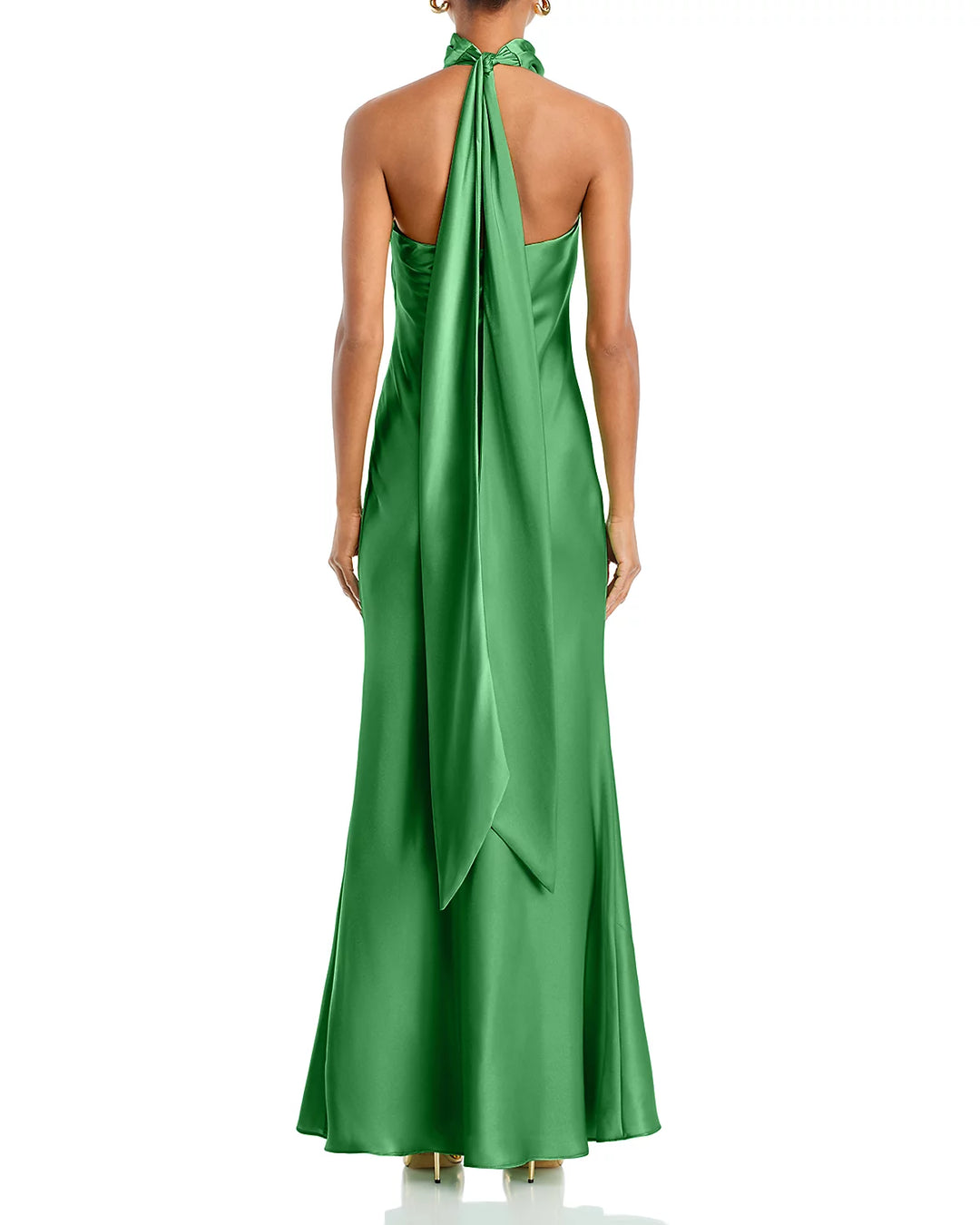 AQUA Charmeuse Halter Neck Long Dress