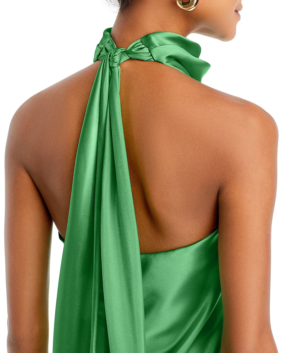 AQUA Charmeuse Halter Neck Long Dress