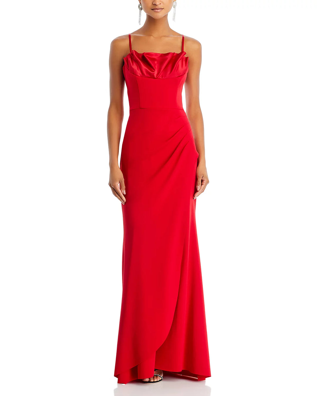 AQUA Scuba Crepe Satin Gown