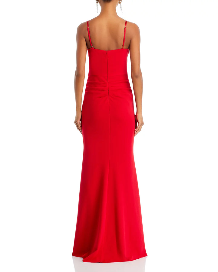 AQUA Scuba Crepe Satin Gown