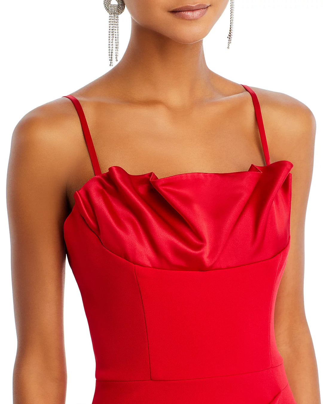 AQUA Scuba Crepe Satin Gown