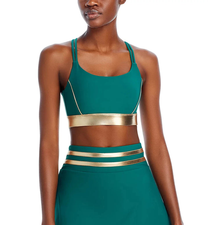 AQUA Metallic Contrast Sports Bra