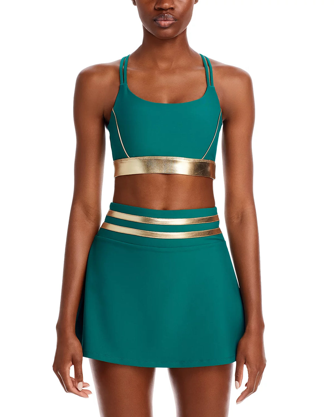 AQUA Metallic Contrast Sports Bra