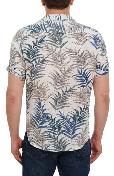 Robert Graham MEN Mar Azul Cotton Cheetah Palm Leaf Print Button Down Shirt