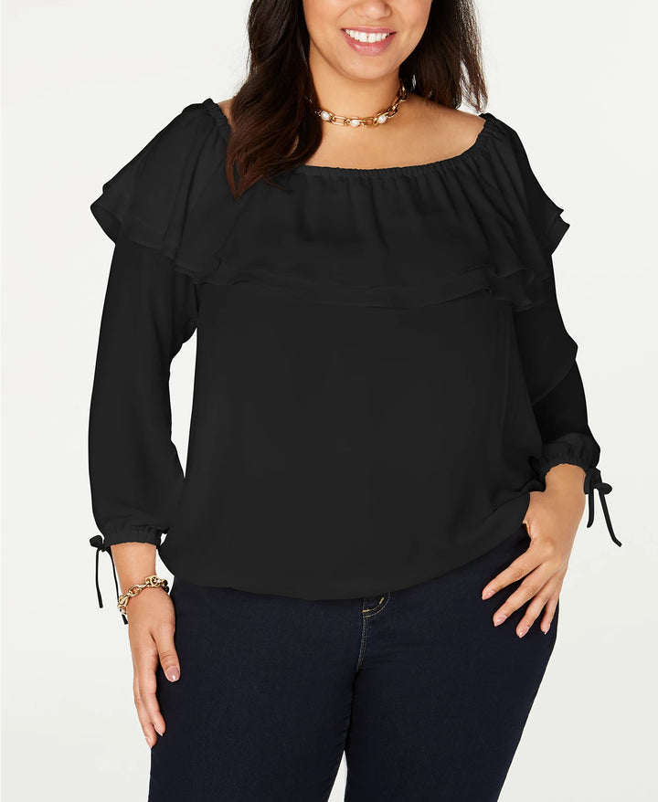 Michael Michael Kors Plus Size Ruffled Off-The-Shoulder Top