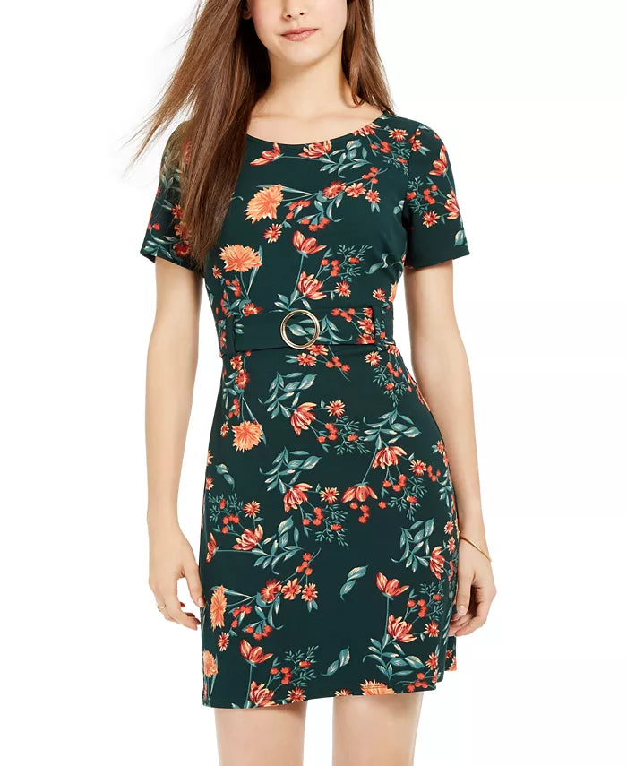 B Darlin Juniors' Belted Floral Dress