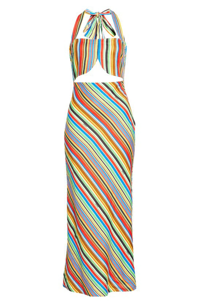 SIMON MILLER Piko Striped Linen Maxi Dress