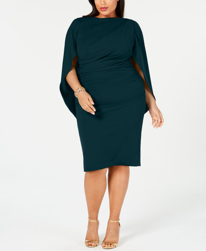 Betsy & Adam Plus SIze Drape Back Cocktail Dress