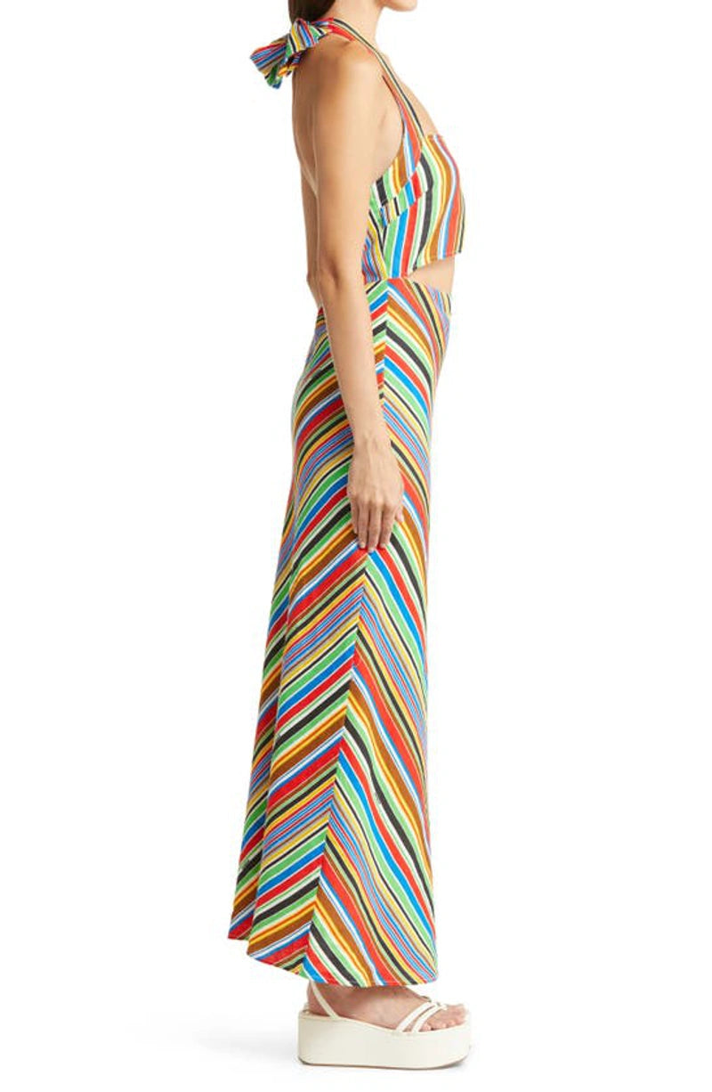 SIMON MILLER Piko Striped Linen Maxi Dress