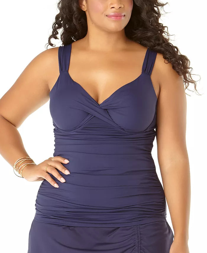Anne Cole Twist-Front Underwire Tankini Top